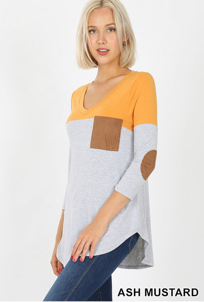 Mustard Elbow Patch Tunic