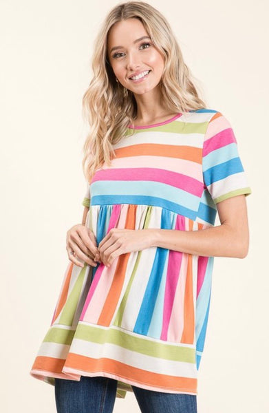 Lindlee Striped Peplum Tunic