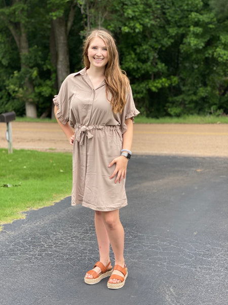 The Rachael Ruffle Shirt Dress