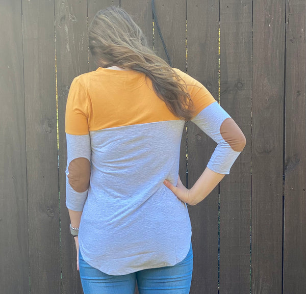 Mustard Elbow Patch Tunic