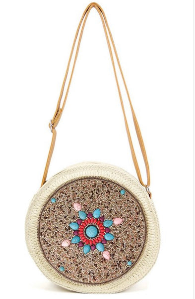 Round Bead Straw Bag