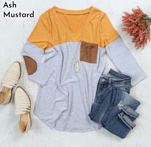 Mustard Elbow Patch Tunic