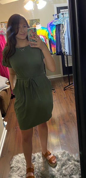 Olive Tie Dress