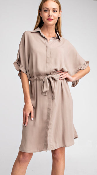 The Rachael Ruffle Shirt Dress