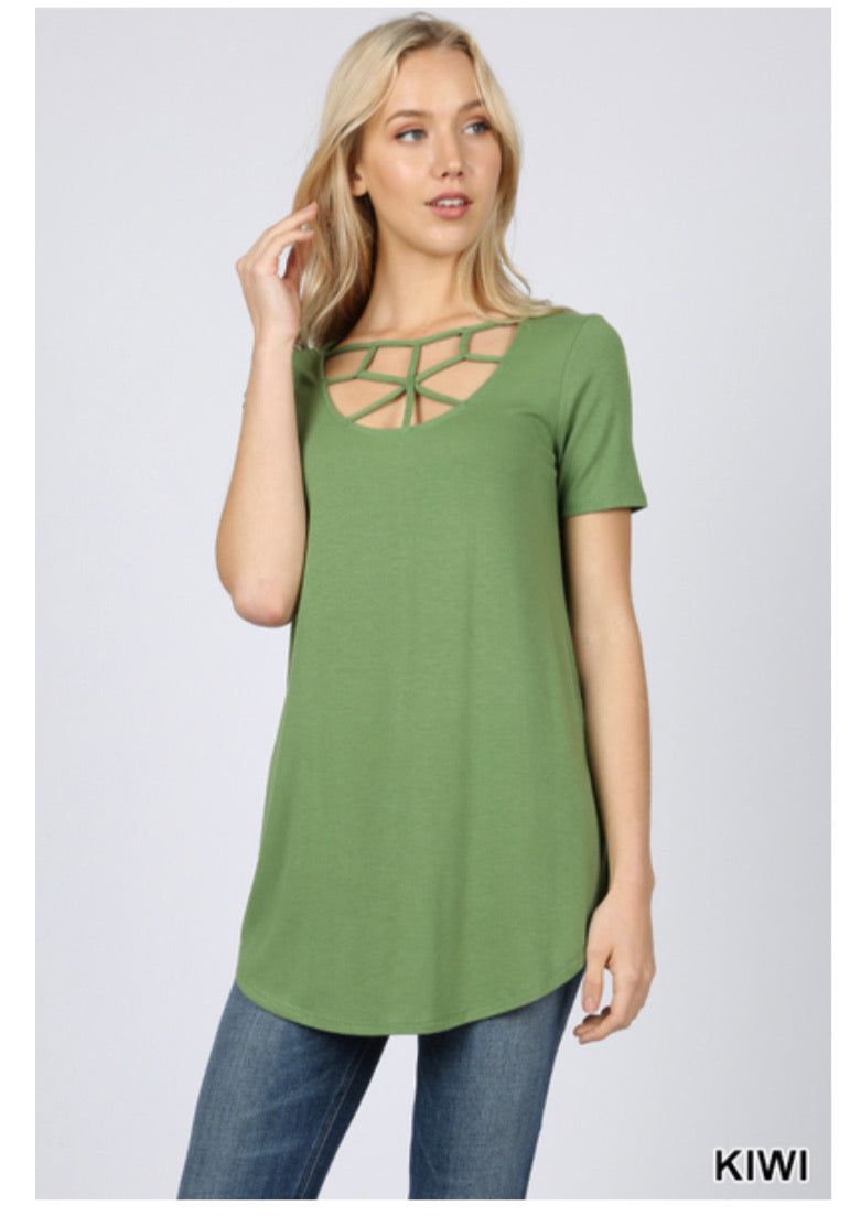 Web Detail Top in Kiwi Green