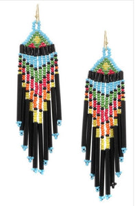 Dazzle Seed Bead Tassel Drop Earrings