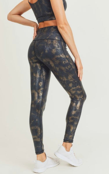 Snake Print Foil Leggings