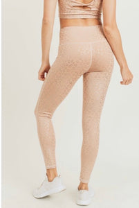 Peach Leopard Foil Print Highwaist Legging