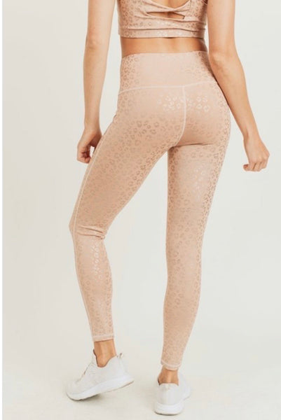 Peach Leopard Foil Print Highwaist Legging