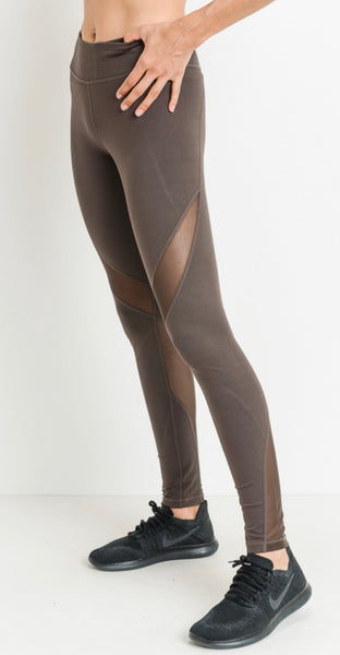 124 Slanted Wrap Mesh Full Leggings