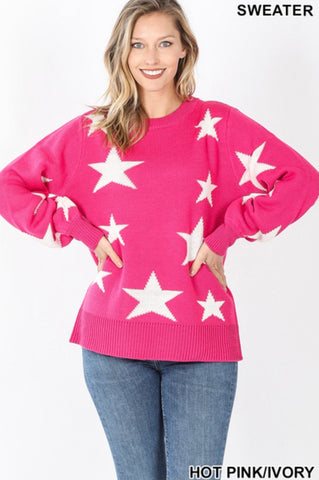 Hot Pink Star Sweater