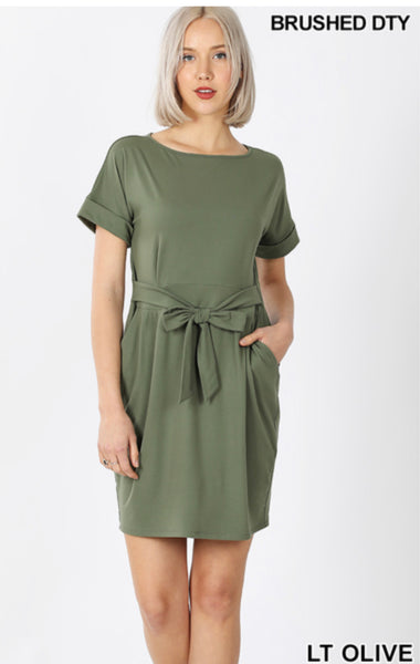 Olive Tie Dress