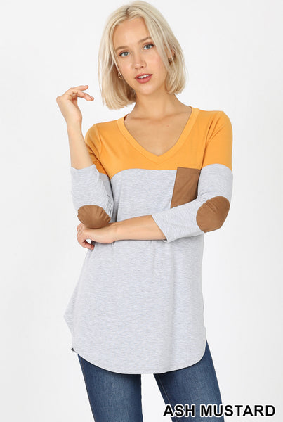 Mustard Elbow Patch Tunic