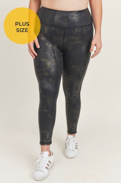 Snake Print Foil Leggings