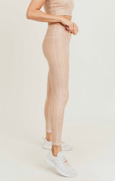 Peach Leopard Foil Print Highwaist Legging