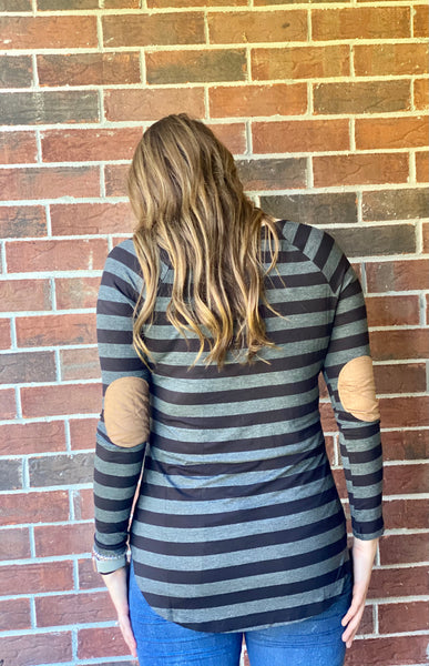 Striped Elbow Patch Tunic