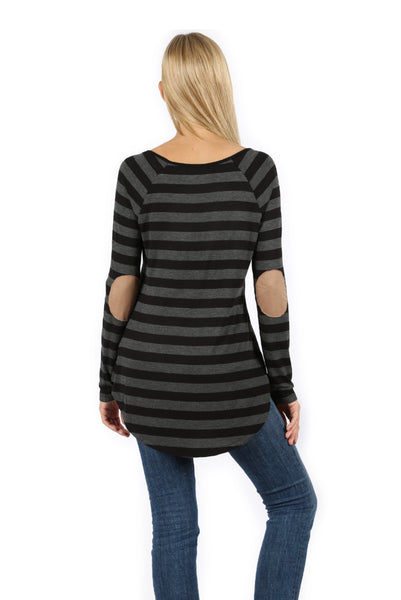 Striped Elbow Patch Tunic