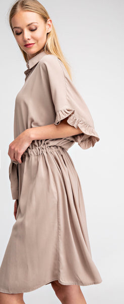 The Rachael Ruffle Shirt Dress