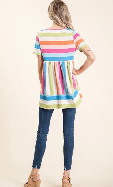 Lindlee Striped Peplum Tunic