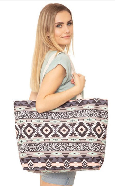 Tribal Tote Bag/Grey Mint