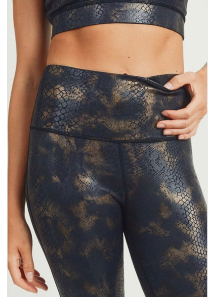 Snake Print Foil Leggings