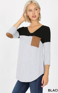 Black Elbow Patch Tunic